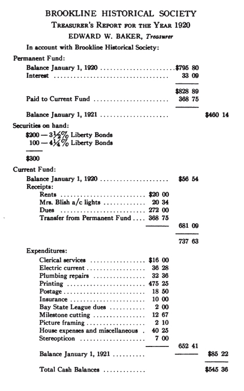 treasurer Report