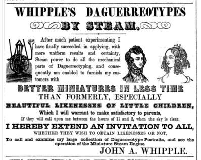 Whipple's daguerreotypes advertisement