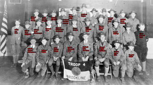 Boy Scout Troop 4, United Parish Church, circa 1927, With Annotations