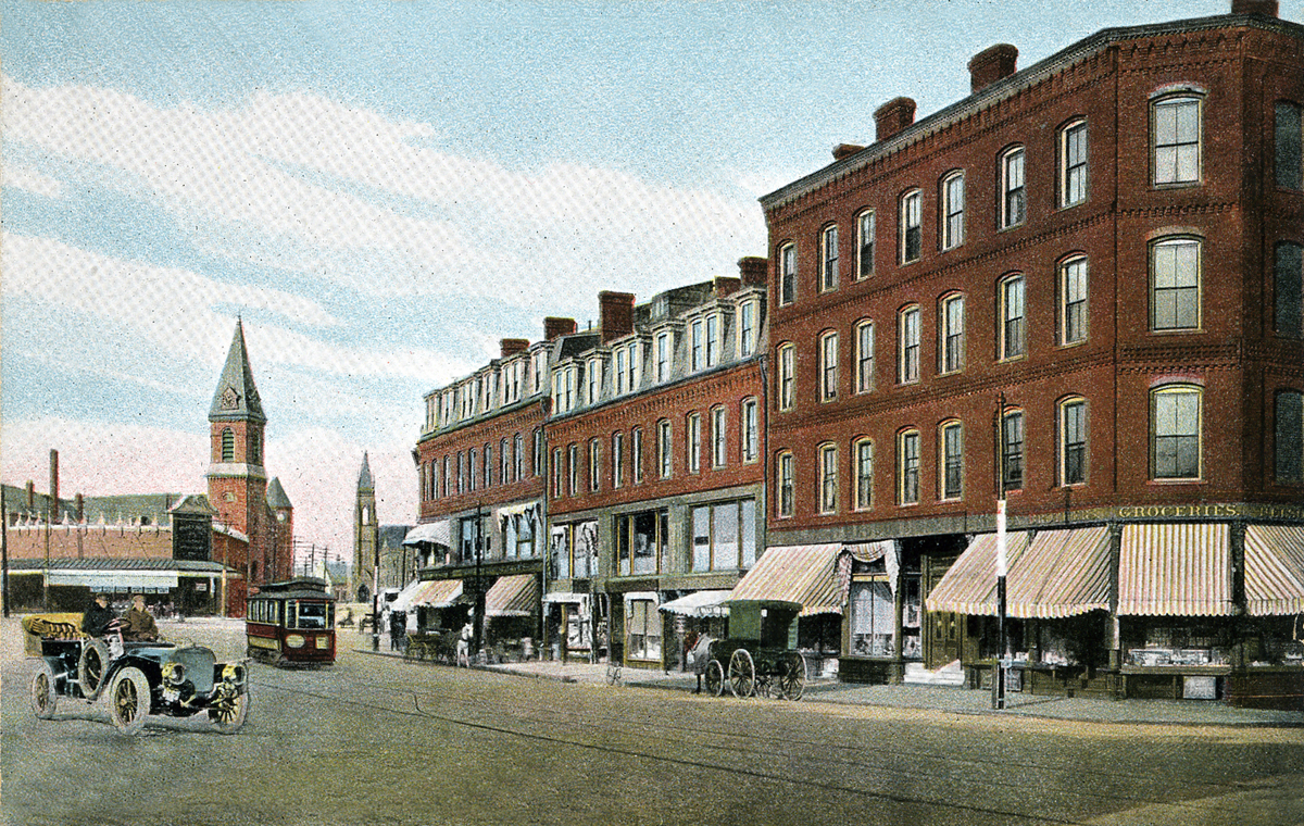 Harvard Square, Brookline Village, 1910s