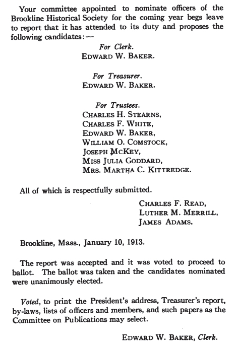 REPORT OF THE NOMINATING COMMITTEE