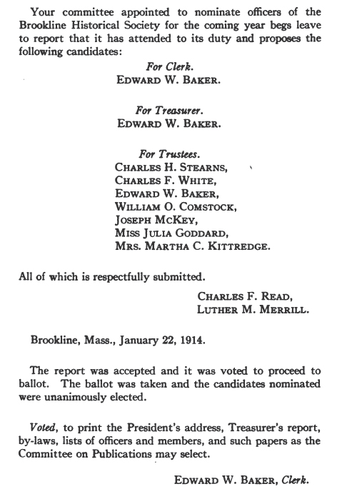 REPORT OF THE NOMINATING COMMITTEE